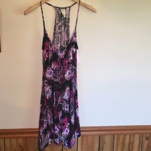 Pink black and white tropical summer dress